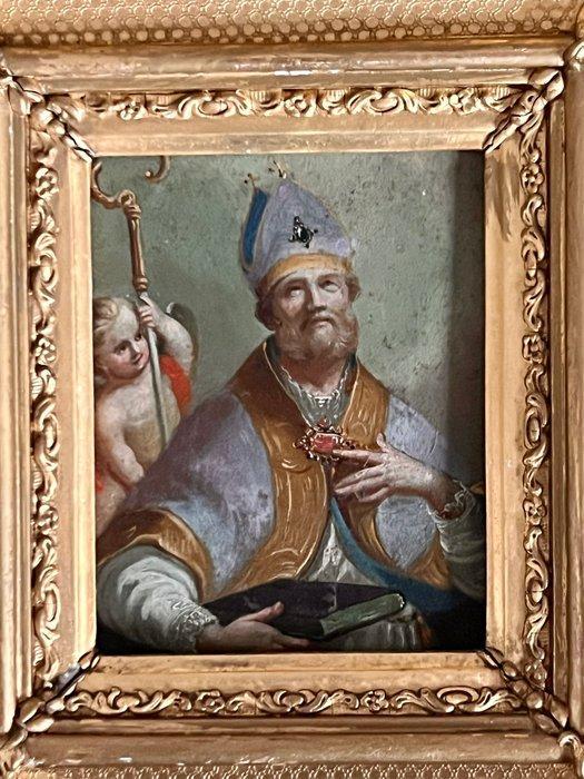 . - Saint évêque avec angelot, Antiquités & Art, Art | Art non-occidental