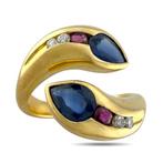 Ring - 18 karaat Geel goud, 18K geelgoud en 2,00ct saffier,, Handtassen en Accessoires, Ringen, Nieuw