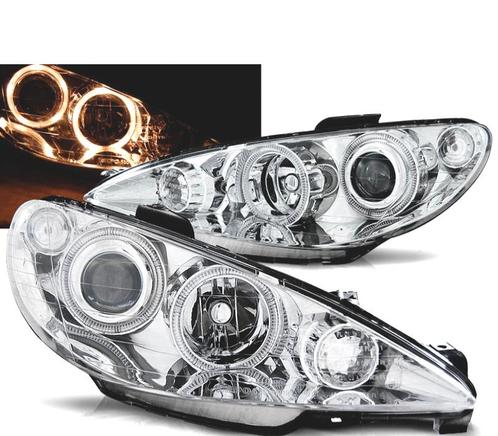 PHARES POUR PEUGEOT 206 02- ANGEL EYES CHROMÉ 4K, Auto-onderdelen, Verlichting, Verzenden