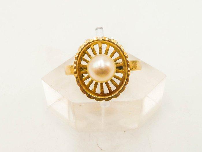 Ring - 18 karaat Geel goud Parel, Handtassen en Accessoires, Ringen