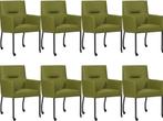 Set van 8 Groene leren moderne eetkamerstoelen - Toledo Leer, Huis en Inrichting, Stoelen, Nieuw, Leer, Ophalen of Verzenden, Vijf, Zes of meer stoelen