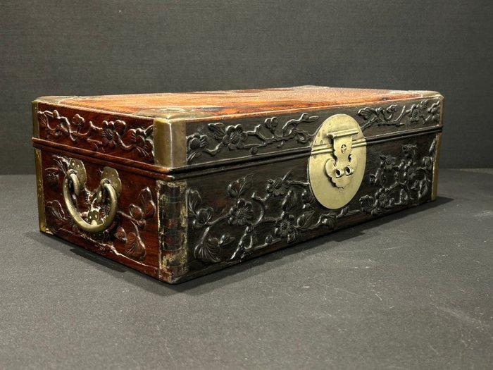 Doos - huanghuali, paktong - Huanghuali dekseldoos, Antiek en Kunst, Antiek | Overige Antiek