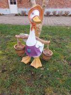 Beeld, funny duck with 2 water buckets - 58 cm - polyresin