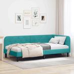 vidaXL Hoek Bed Frame met hoofdeinde Turquoise 90 x 200 cm, Verzenden, Nieuw