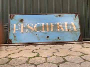 Insegna corniciata pescheria - Reclamebord - Smeedijzer, Antiek en Kunst