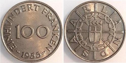 1954 Duitsland 100 Franken Saarland stgl fein ! Top, Timbres & Monnaies, Monnaies | Europe | Monnaies non-euro, Envoi