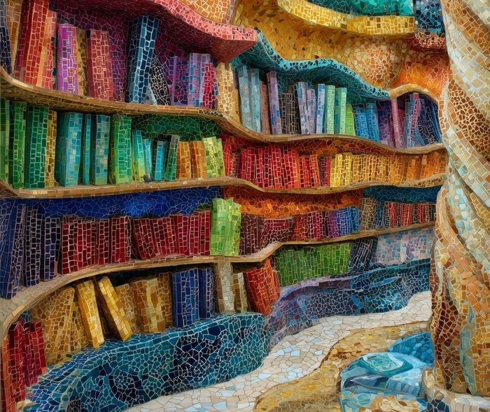 Irina Collins - Magic Library XL · NO Reserve, Antiek en Kunst, Kunst | Schilderijen | Modern