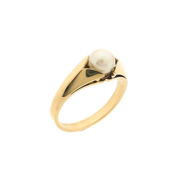 8 Krt. ring met parel (cultivé parel, 8 karaat), Ophalen of Verzenden