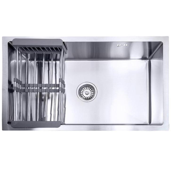Lendo Online Spoelbak 74×44 cm Zilver RVS – Met Droogrek, Doe-het-zelf en Bouw, Sanitair, Nieuw, Verzenden