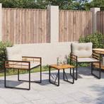 vidaXL Buitenmeubels set met kussen 3 pcs Crème, Tuin en Terras, Verzenden, Nieuw