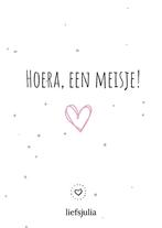 Wenskaart - Hoera een Meisje (Brievenbus Cadeaus), Kinderen en Baby's, Nieuw, Ophalen of Verzenden