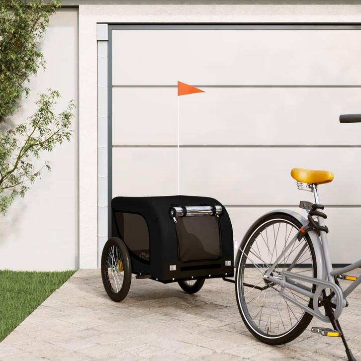 vidaXL Hondenfietstrailer oxford stof en ijzer zwart, Animaux & Accessoires, Autres accessoires pour animaux, Envoi