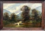 L. Edgar (XIX) - A Bridge With Fast Flowing Stream, Antiek en Kunst, Kunst | Schilderijen | Klassiek