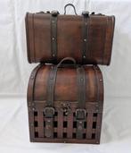 Opbergkoffer (2) - Hout, Messing, Leder - Koffers/