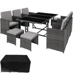 tectake Wicker zitgroep Malaga 6+4+1 met beschermhoes - grij, Tuin en Terras, Verzenden, Nieuw