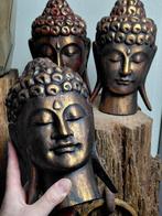 3 XXL houten Boeddha hoofden - Beeld - Thailand (Zonder