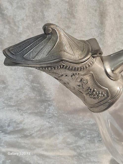Karaf - Kristal, Tin - Emaille en kristal karaf, Antiek en Kunst, Antiek | Meubels | Tafels