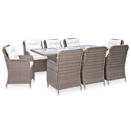 vidaXL 9-delige Tuinset poly rattan bruin, Tuin en Terras, Tuinsets en Loungesets, Tuinset, Nieuw, Verzenden