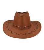 Cowboyhoed - Western hoed met stiksel onesize - Bruin, Nieuw
