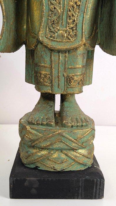 Groot standbeeld Boeddha staand in de Abhaya mudra - Bois,, Antiquités & Art, Antiquités | Autres Antiquités