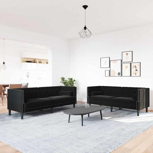 vidaXL Bankstel 2 pcs Zwart Fluweel, Huis en Inrichting, Zetels | Zetels, Nieuw, Verzenden