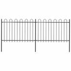 vidaXL Tuinhek met ringtop staal 359x120 cm zwart, Tuin en Terras, Verzenden, Nieuw