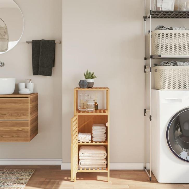 vidaXL Badkamerkastje met schap 36x33x87 cm bamboe, Huis en Inrichting, Kasten | Overige, Nieuw, Verzenden