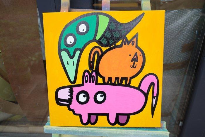 Kev Munday - Fox, Cat, Duck, Antiek en Kunst, Kunst | Schilderijen | Modern