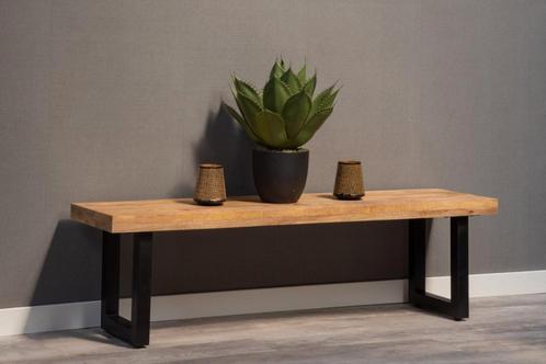 Mangohout Eetkamerbank Roy U-poot 200x40 cm, Huis en Inrichting, Stoelen, Nieuw, Verzenden