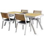 York dining tuinset 200x90xH75 cm 5 delig aluminium wit teak