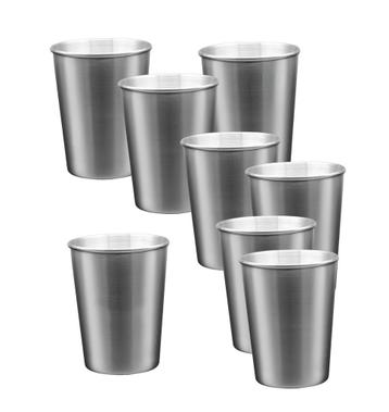 Set van 8 roestvrijstalen bekers, 170 ml, met rolrand beschikbaar voor biedingen