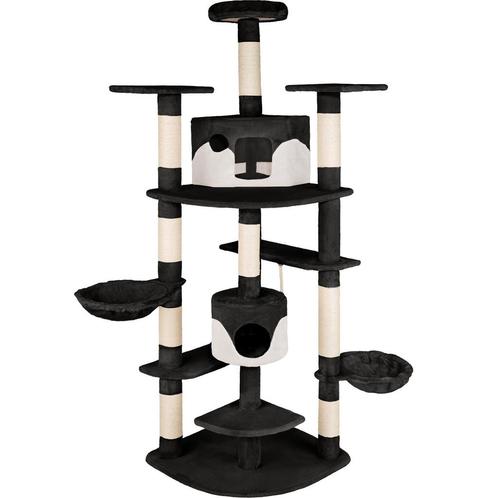 tectake Krabpaal Nelly 204cm - zwart / wit, Dieren en Toebehoren, Katten-accessoires, Verzenden