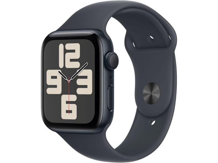 Apple Watch SE (2024) - Smartwatch - GPS 44mm - Zwart, Handtassen en Accessoires, Smartwatches, Zo goed als nieuw, Verzenden