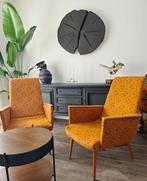 Lounge stoel - Hout, Katoen - Een paar loungestoelen met, Antiek en Kunst