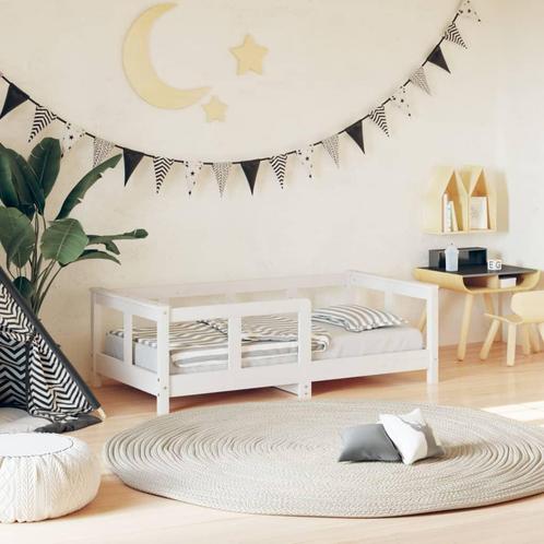 vidaXL Kinderbedframe 70x140 cm massief grenenhout wit, Kinderen en Baby's, Kinderkamer | Bedden, Nieuw, Verzenden