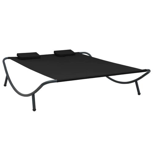 vidaXL Chaise longue dextÃ©rieur tissu noir, Jardin & Terrasse, Chaises longues, Neuf, Envoi