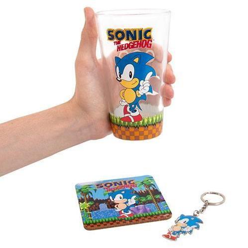 Sonic the Hedgehog Sleutelhanger, Glas en Onderlegger Set Cl, Collections, Cinéma & Télévision, Enlèvement ou Envoi