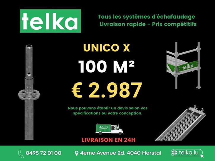 ÉCHAFAUDAGE MULTIDIRECTIONNEL – 100m² COMPLET - HERSTAL, Bricolage & Construction, Échafaudages, 5 mètres de hauteur ou plus, Échafaudage de façade