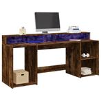 vidaXL Bureau met LED-verlichting 200x55x91 cm hout gerookt, Verzenden, Nieuw