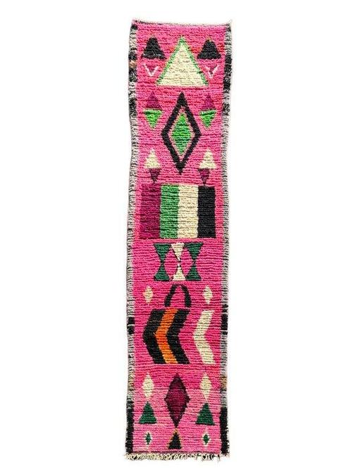 Hand-Knotted Pink Moroccan Runner Rug - Exquisite Handmade, Huis en Inrichting, Stoffering | Tapijten en Vloerkleden
