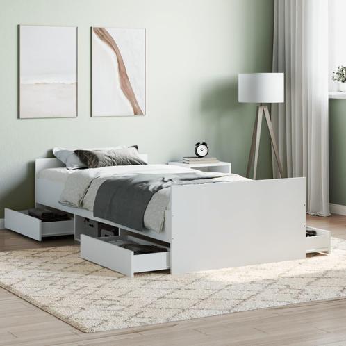 vidaXL Cadre de lit avec tête de lit/pied de lit blanc, Maison & Meubles, Chambre à coucher | Lits, Neuf, Envoi