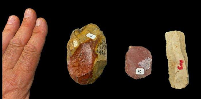 Neolithisch gereedschap :1 adze -1 blade -1 chip, Antiek en Kunst, Antiek | Overige Antiek