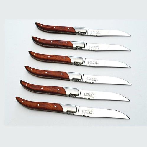 Laguiole - 6x Luxury Steak Knives - Rose Wood - style de -, Antiquités & Art, Antiquités | Ustensiles de cuisine