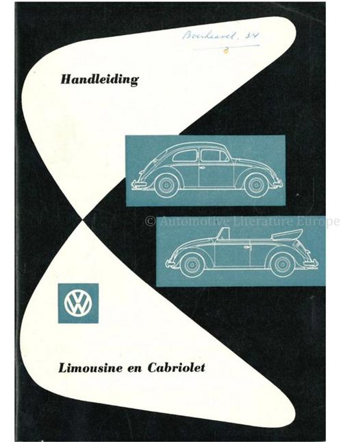 1957 VOLKSWAGEN KEVER INSTRUCTIEBOEK NEDERLANDS, Autos : Divers, Modes d'emploi & Notices d'utilisation