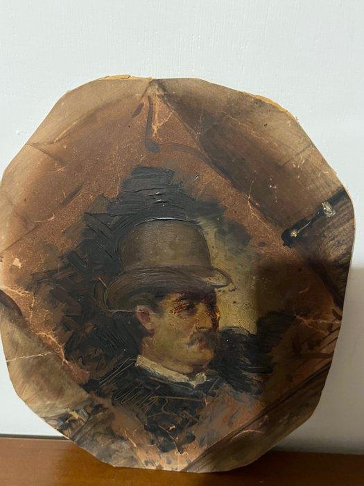 Leonardo Bistolfi (1859-1933) - Ritratto maschile, Antiek en Kunst, Kunst | Schilderijen | Klassiek