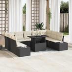 vidaXL Tuinbank Set met opslag 10 pcs Zwart Poly rattan, Tuin en Terras, Verzenden, Nieuw