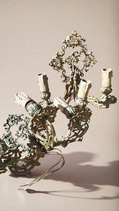 Kaars wandlamp (2) - Zinklegering - Brons, Antiek en Kunst, Curiosa en Brocante