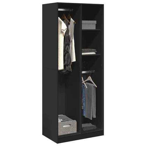 vidaXL Kledingkast 80x50x200 cm bewerkt hout zwart, Huis en Inrichting, Kasten | Kleerkasten, Nieuw, Verzenden