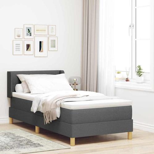 vidaXL Boxspringbed met matras Donkergrijs 100 x 200 cm Stof, Huis en Inrichting, Slaapkamer | Bedden, Nieuw, Verzenden