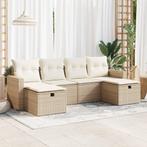 vidaXL 6-delige Loungeset met kussens poly rattan beige, Tuin en Terras, Verzenden, Nieuw, Loungeset